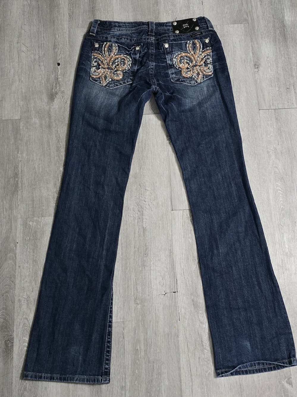 Vintage Y2K Miss Me Low Rise Bootcut Flare Jeans Dark Washed Size 31